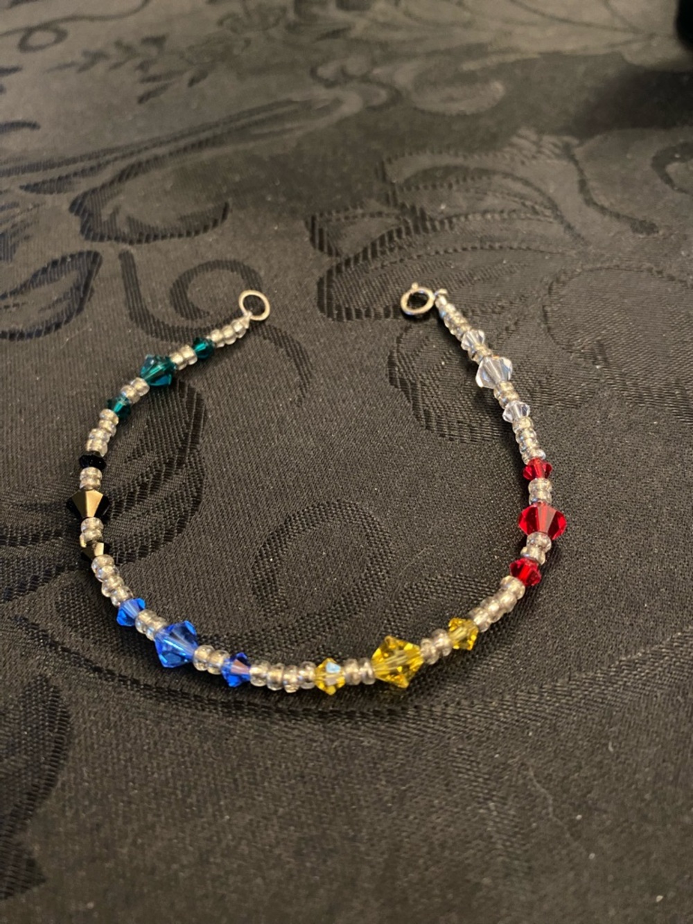 Multicolor Crystal Bead Bracelet - With Sterling Clasp, 7.5” Women Jewelry